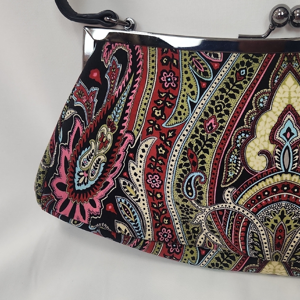 Talbots Vibrant Paisley Clutch with Black Strap - Picture 2 of 11